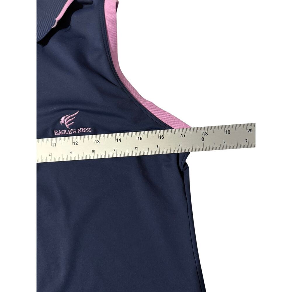 Peter Millar Women’s M Golf Tank Polo Navy Pink Eagles Nest UPF 50+ - Picture 7 of 11